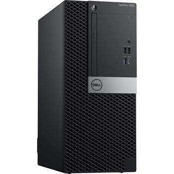 Front Side view, Dell OptiPlex 7060 Tower Desktop Computer Core i5 8th gen 16GB Memory 1TB SSD Wi-Fi Windows 11 Pro